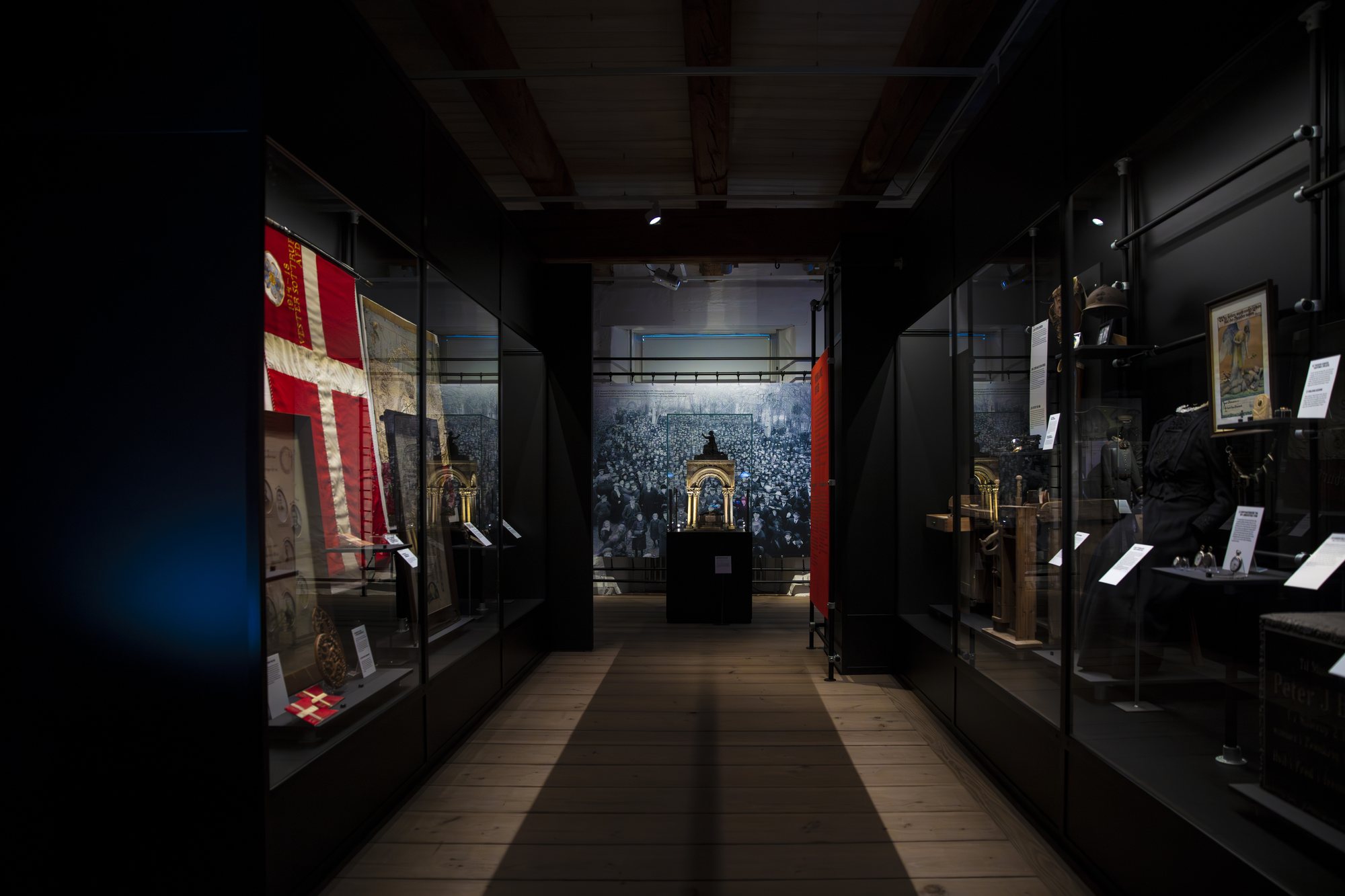 Sønderjyderne og Den Store Krig, the corridor towards the Danish flag and the mobilisation photograph