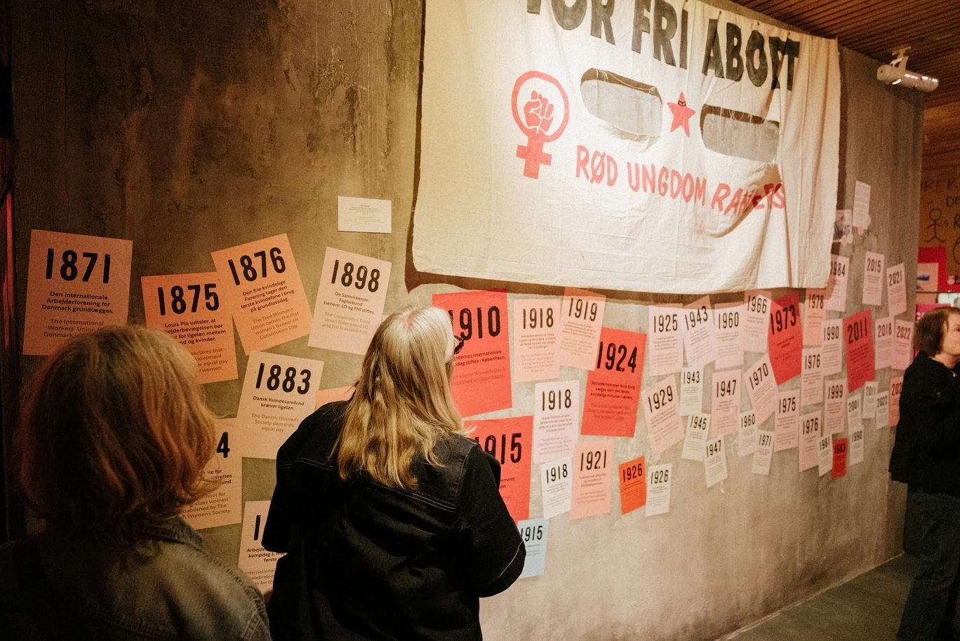 Kvindeliv, visitors at the wall of years under the banner for free abortion